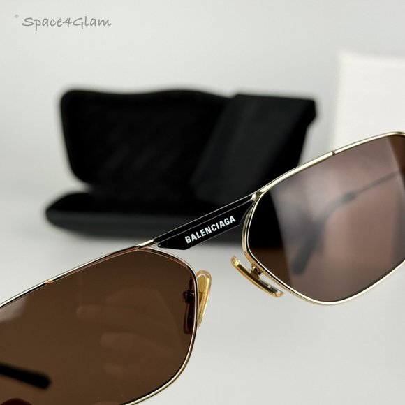 NEW Balenciaga BB0245S 003 Gold Brown Geometric Unisex Sunglasses BB 0245S main image 11